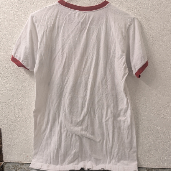 Tultex White Tee with Red Trim Size Small 100%cotton - Picture 2 of 7